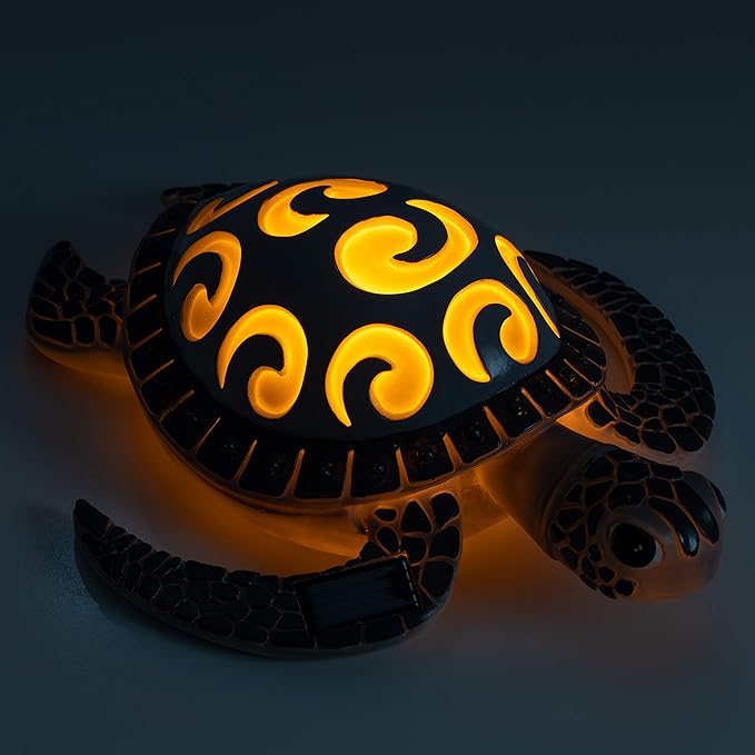 VP Home Tribal Sea Turtle Solar Powered Outdoor Decor Garden Light with LED Glowing Shell Great Addition for Your Garden, Decorations for Outside Patio Lawn Yard-VerdiqueGarden