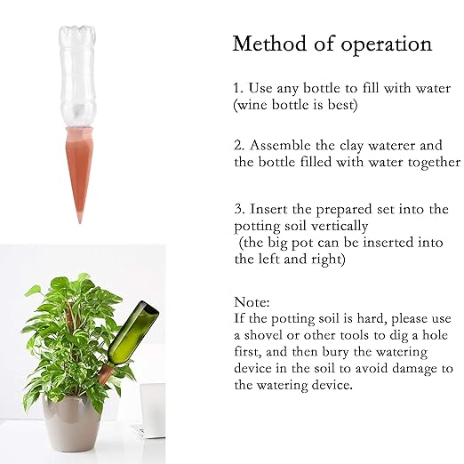 10 Pcs Clay Self Watering Planter Insert Self Watering Spikes Vacation Plant Watering Devices Used in Holidays-VerdiqueGarden