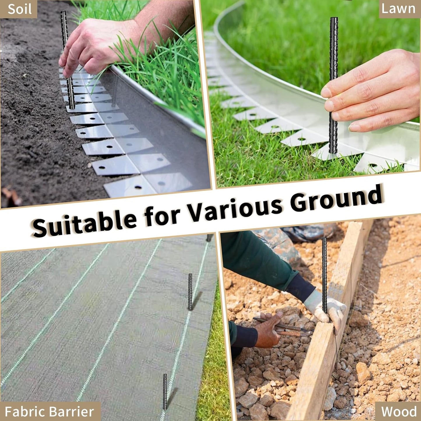 16 inches Rebar Stakes 18-Pack Heavy Duty Ground Stakes Rebar Spikes Garden Stakes Metal Steel Stake for Concrete and Timber Straight Black-VerdiqueGarden