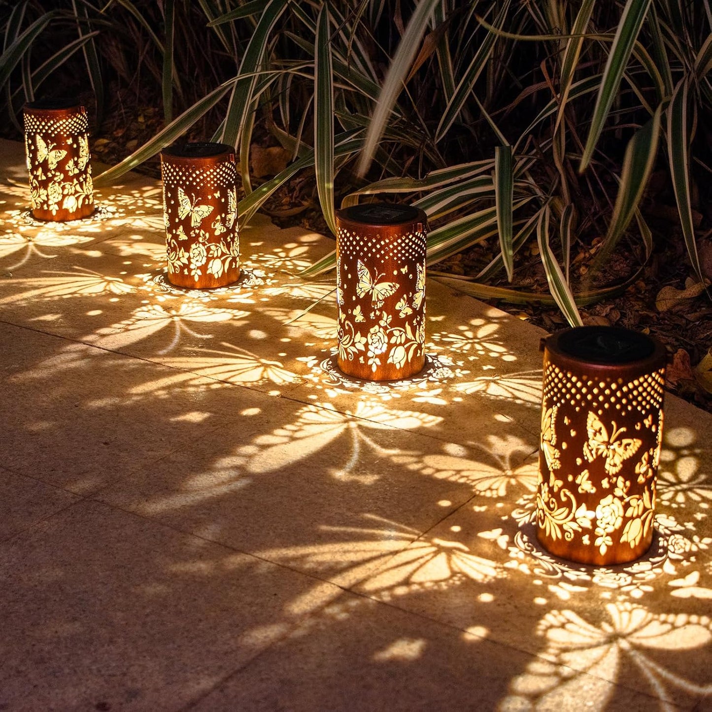 Butterfly Solar Lanterns Outdoor Hanging, Hollowed-Out Metal Waterproof LED Garden Decor Light for Patio Yard Pathway Lawn Front Porch, Christmas Thanksgiving Birthday Gifts for Women Mom Grandma-VerdiqueGarden