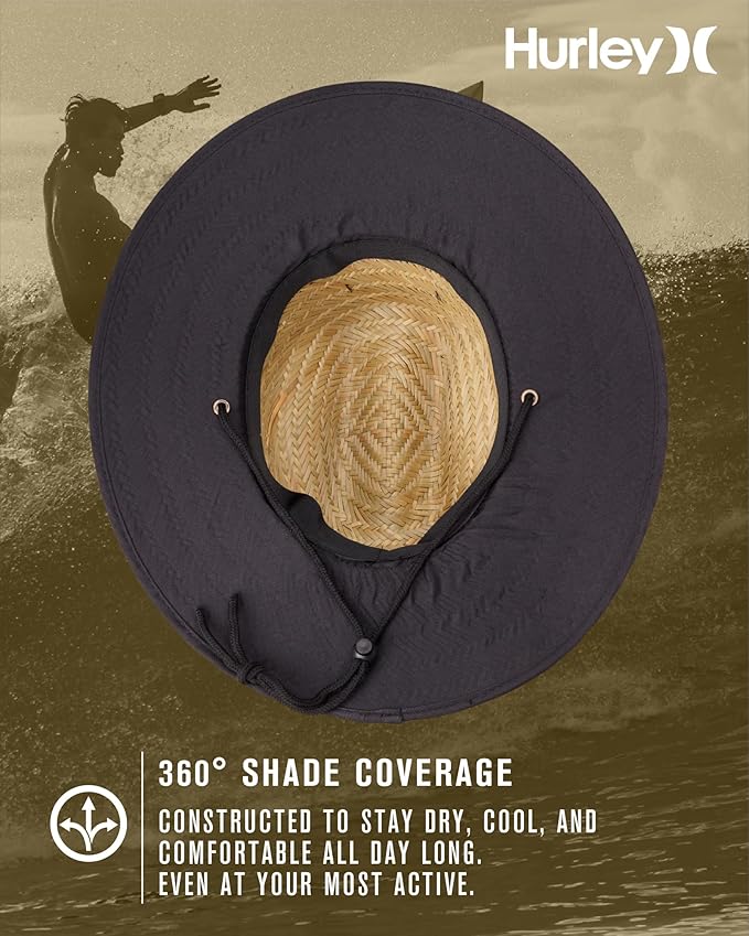Hurley Men's Straw Hat - Bayside Lifeguard Straw Sun Hat-VerdiqueGarden