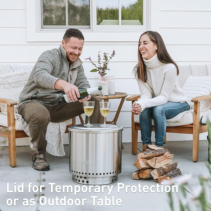 Solo Stove Ranger Essential Bundle | Ideal for 2–4 People | Smokeless Wood Burning Fire Pit with Stand, Lid & Ash Pan | Portable Outdoor Camping Stove, Stainless Steel, 15.25" H x 15" D-VerdiqueGarden