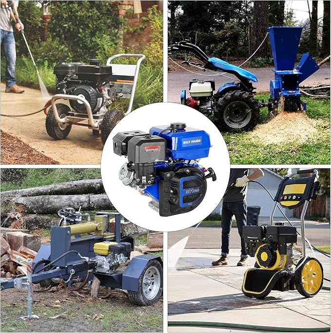 BILT HARD 301cc 10HP Gas Powered Engine, Horizontal 4 Stroke OHV Gas Motor, Shaft 1" Diameter, 3.48" Length, 1/4" Keyway, Replacement for Compressor, Log Splitter-VerdiqueGarden