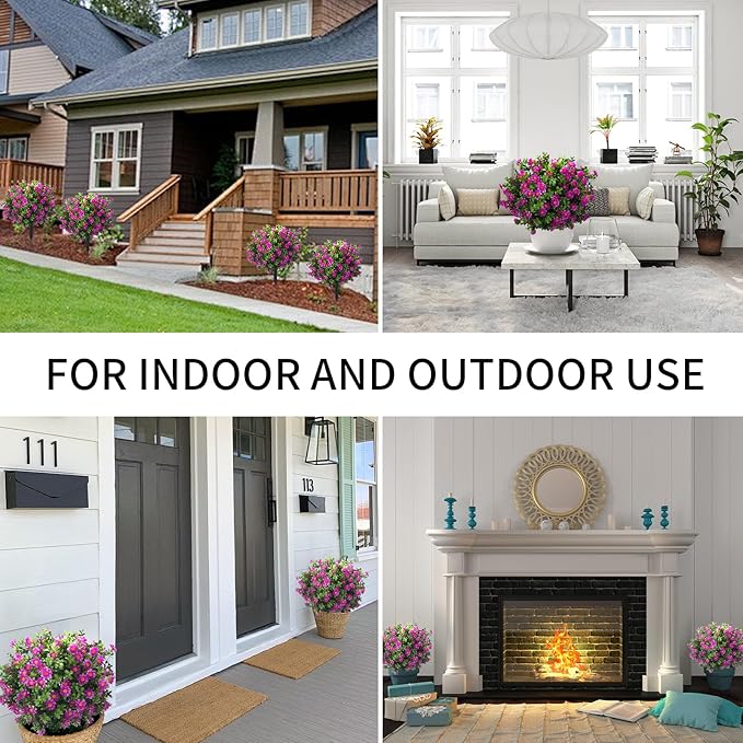 23.6" Artificial Boxwood Topiary Ball Trees with Purple Flowers, Set of 2 UV Resistant No Fade Outdoor Faux Plants with Ground Spike, Fake Shrubs for Garden, Patio, Porch, Yard, Indoor Decor-VerdiqueGarden