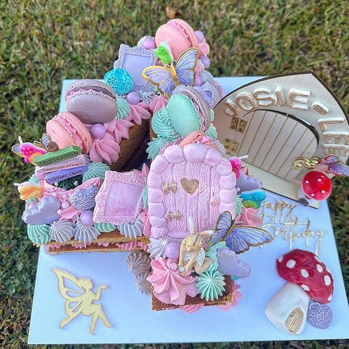 Fairy Garden Door Silicone Molds, Enchanted Vintage Gnome Home Window Door Fondant Molds, Mushroom Flower Leaf Chocolate Baking Molds for Cake Decoration Cupcake Topper Candy Clay Resin-VerdiqueGarden