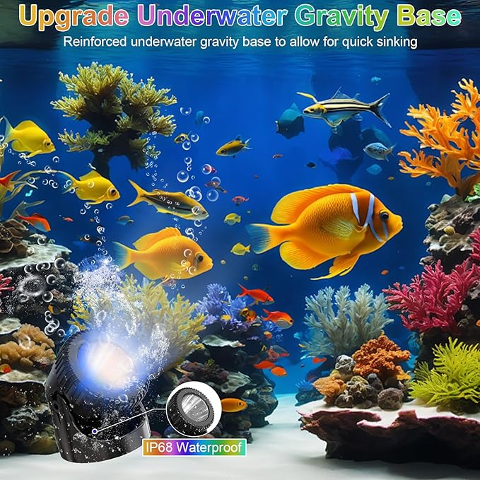 RGB Underwater Pond Lights, 20 Colors Dimmable Fountain Lights with Timer, IP68 Waterproof Underwater Submersible Led Lights with Remote Control for Outdoor Ponds Aquarium Garden Pool (Set of 4)-VerdiqueGarden