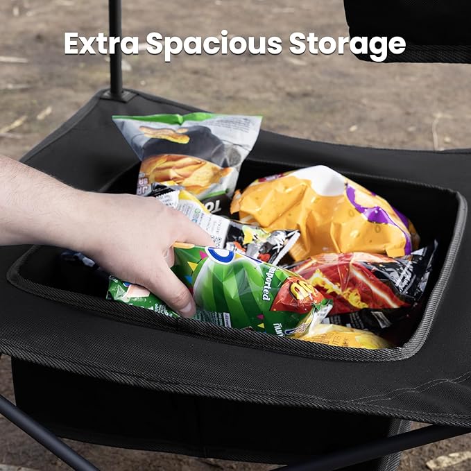 Folding Camping Table, Portable Outdoor Picnic Table, Rectangular Lightweight Camp Table with Storage, Cup Holder and Carry Bag for Barbeque Beach Camping and Tailgate-VerdiqueGarden