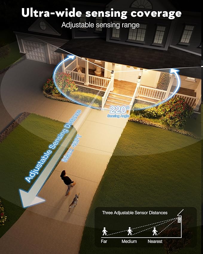 Gold Motion Sensor Outdoor Lights, Waterproof Exterior Lighting Fixtures, Aluminum Modern Outdoor Wall Lights Exterior, Transparent Glass Outdoor Porch Lights for House, Garden, Yard, E26 Base-VerdiqueGarden