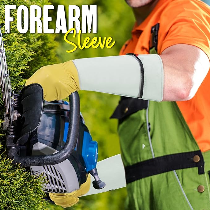 HANDLANDY Rose Gloves for Men & Women, Long Leather Gardening Gloves Thorn Proof, Best Garden Gifts & Tools for Gardener (Yellow-beige, Large (Pack of 1))-VerdiqueGarden