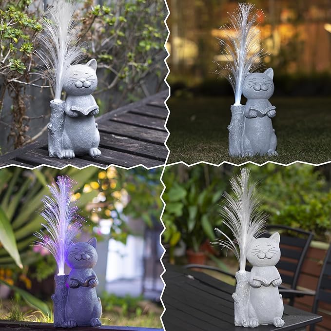 Solar Lights Garden Statue Cat-VerdiqueGarden