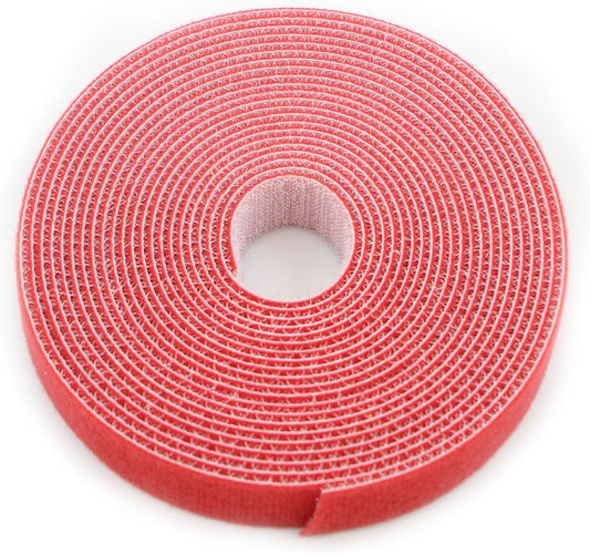 Reusable Fastening Tape Cable Ties 3/4 Inch Double Side Hook Roll (5 Yard, Red)-VerdiqueGarden