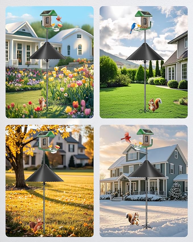 Metal Squirrel Baffle - Heavy Duty Squirrel Baffle for Bird Feeder Pole - Chew Proof Squirres Guard with Spring for Better Defense, Outside Pole Mount for Bird Feeder, 19 Inch-VerdiqueGarden