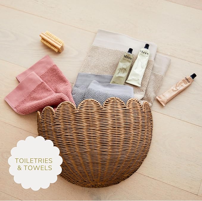 BEBE BASK Scalloped Wicker Hanging Basket - The Original Wicker Wall Decor - Hand Woven Wall Basket - Home Décor Wall Hanging Basket - Wall Storage Basket for Nursery, Living Room and Bathroom (Mocca)-VerdiqueGarden