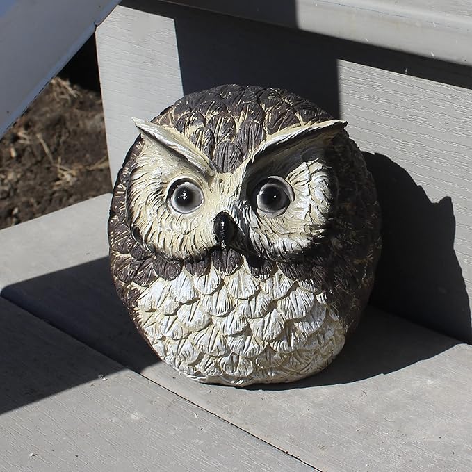Stocky Owl Garden Decor Holds a Hidden Key Outside - Secret Magnetic Panel Key Hider-VerdiqueGarden