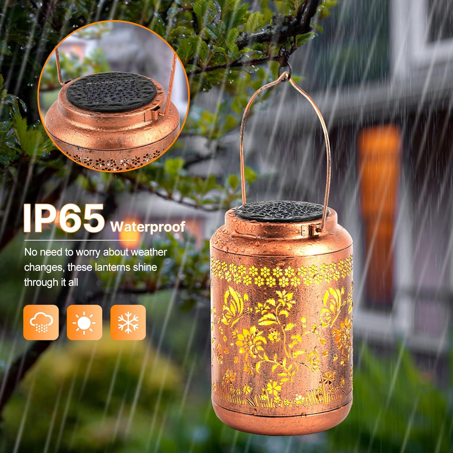 Solar Lanterns Outdoor Waterproof, Butterfly Garden Decor for Yard Porch Lawn Patio Pathway, Hanging Solar Lights Birthday Gifts for Women Mom Grandma Sister Friend-VerdiqueGarden