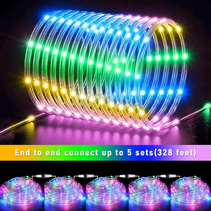66FT 200 LED Rope Lights for Outside, Easter Lights Outdoor with Waterproof 8 Modes, Flexible and Connectable Plug in String Lights for Indoor Patio Pool Party Easter Decorations, Pastel Multicolor-VerdiqueGarden