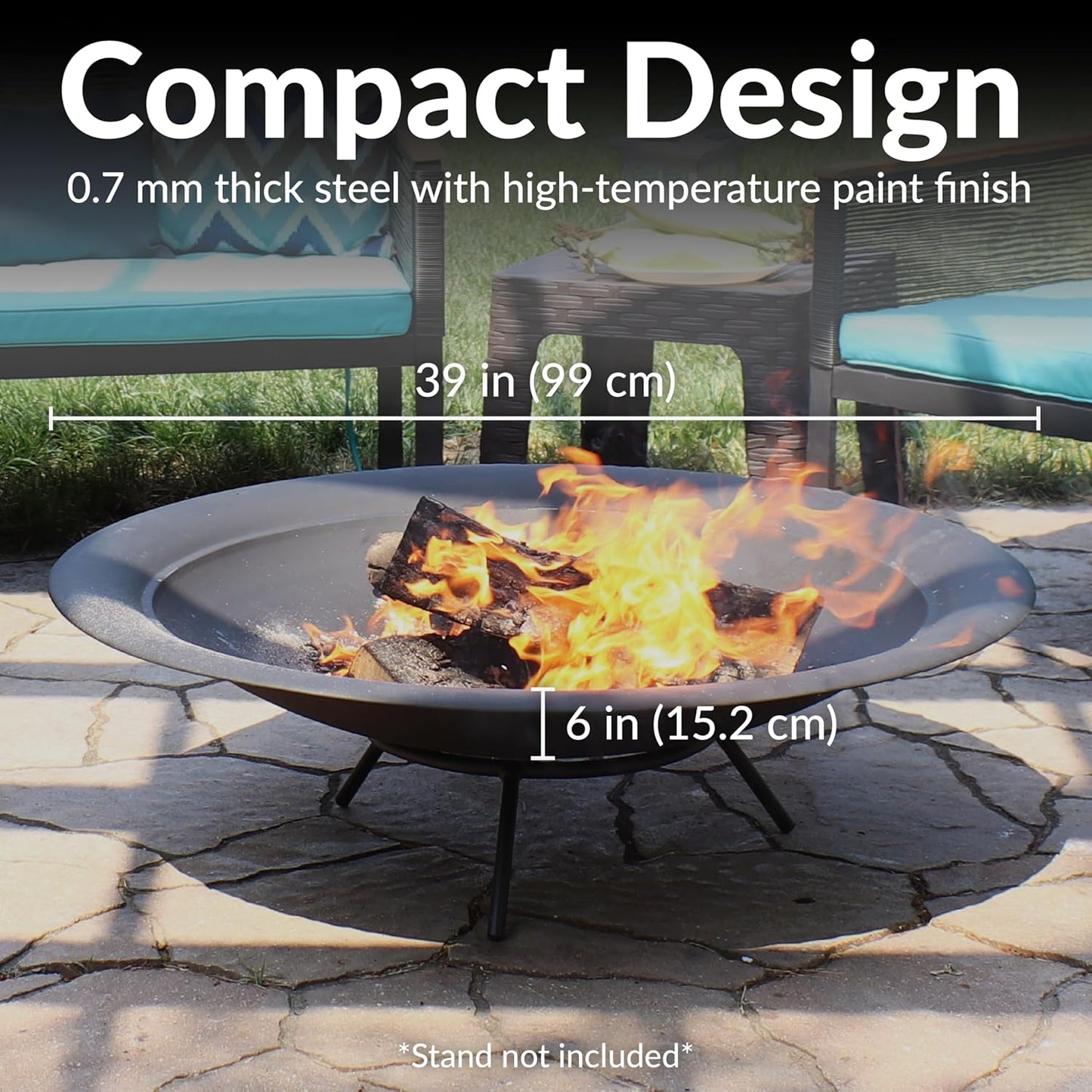 Sunnydaze Outdoor Fire Pit Bowl Replacement Insert for DIY Ring or Existing Stand - Wood-Burning Fire Bowl for Outside - 39-Inch-VerdiqueGarden