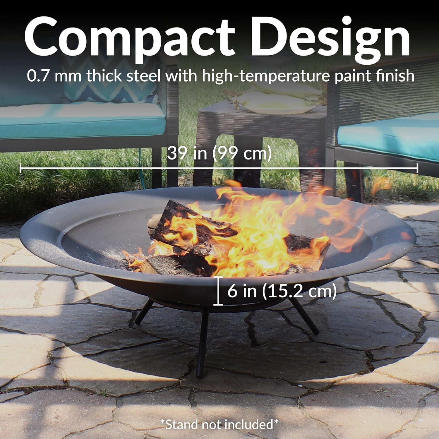 Sunnydaze Outdoor Fire Pit Bowl Replacement Insert for DIY Ring or Existing Stand - Wood-Burning Fire Bowl for Outside - 39-Inch-VerdiqueGarden