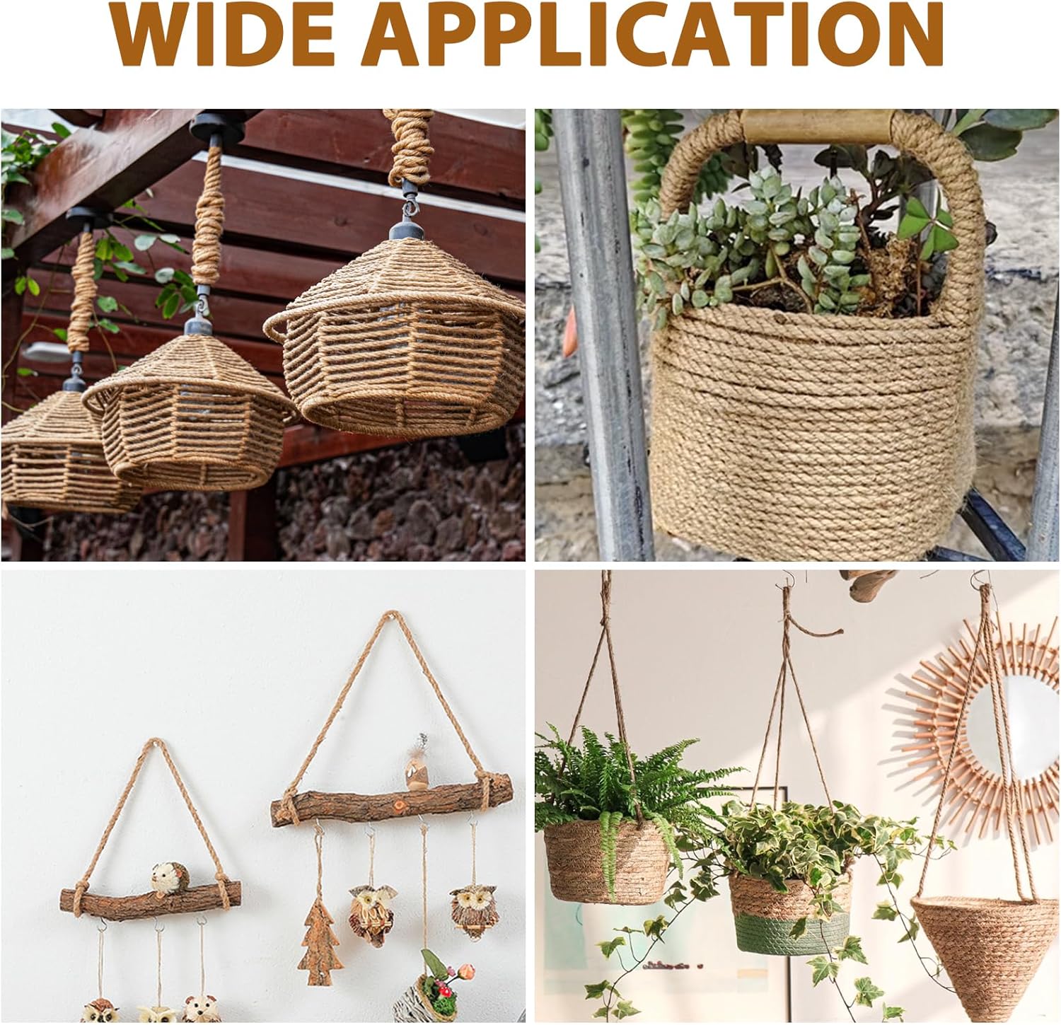 8mm Thick Jute Twine, 246 Feet 4Ply Jute Rope for Crafts, Heavy Duty Twine String for Gardening, Crafting, Bundling, Cat Scratching Post, Home Decor-VerdiqueGarden