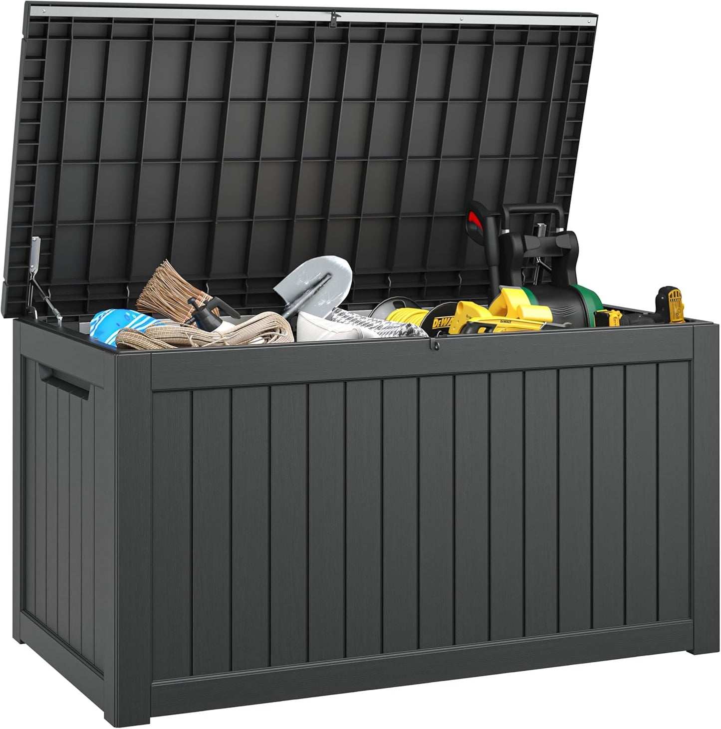 230 Gallon Outdoor Storage Box, Deck Box Resin Waterproof and UV Resistant Lightweight Deck Box for Garden Tools, Pool Supplies Organization-VerdiqueGarden