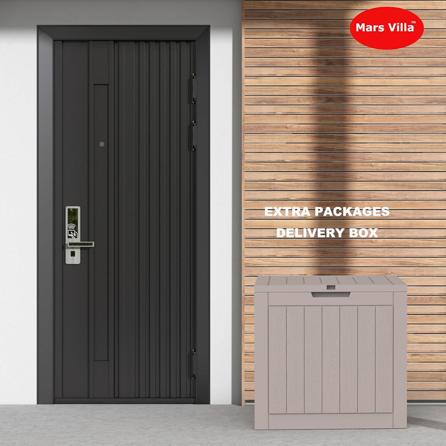 Mars Villa 31 Gallon Deck Box, Outdoor Storage Box Waterproof, Outside Resin Storage Bin for Outdoor Patio Furniture Cushions, Pool Supplies, Garden Tools, UV-Resistant and Weatherproof, Light Brown-VerdiqueGarden