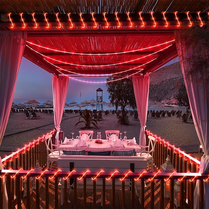 Rope Lights for Outside, 100FT 300 LED Plug in Christmas Lights Outdoor with Waterproof 8 Modes, Connectable String Twinkle Light for Indoor House Patio Garden Pool Wedding Decorations, Red-VerdiqueGarden