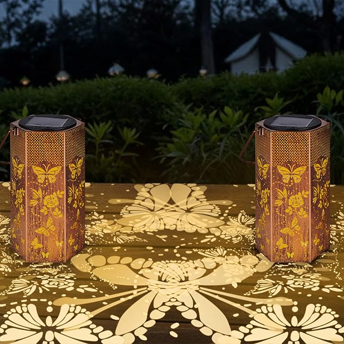 4 Pack Butterfly Solar Lanterns Outdoor Waterproof - Birthday Gifts for Women, Mom, Butterflies Solar Lights Outdoor Hanging Garden Decor for Outside, Patio, Outdoor, Yard, Lawn, Balcony-VerdiqueGarden