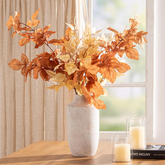 Mitt&Ditt Ceramic Flower Vase, 12.5 inch Tall Off-White Vase, Large Decorative Terracotta Vases, Farmhouse Rustic Pottery Vases for Home Decor, Living Room, Table-VerdiqueGarden