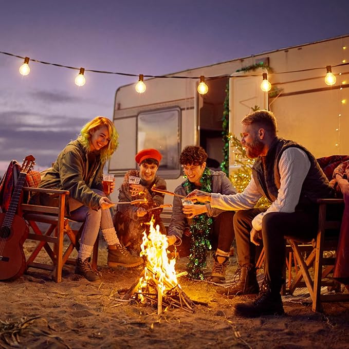 Brightown G40 Solar Replacement Bulbs, E12/C7 Candelabra Screw Base, 3V, 0.15W, 1.5 Inch Shatterproof Globe LED Bulbs Only for Solar Outdoor String Lights, 2700K, Dimmable, Warm White, 25 Pack-VerdiqueGarden