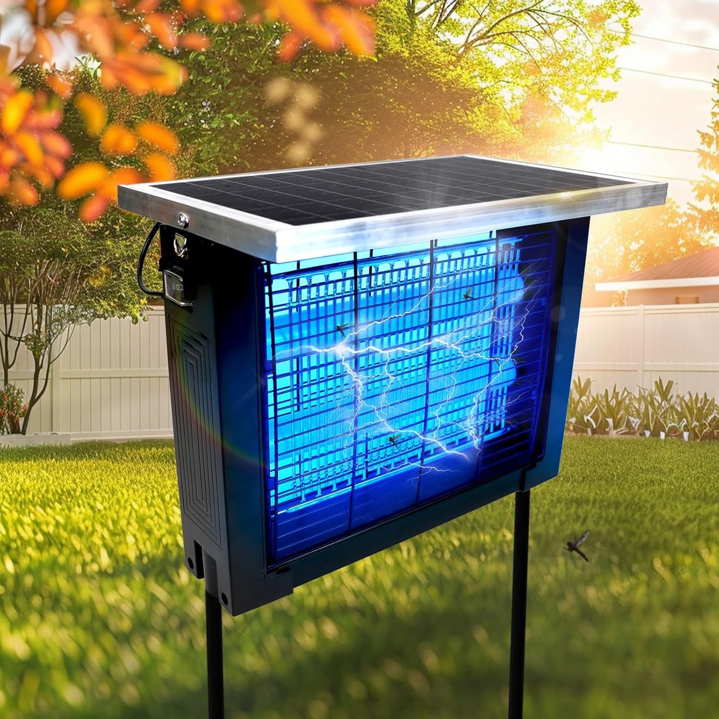 Powerful Solar Bug Zapper Outdoor for 2000 sq.ft with 13FT Extension Cord, Poartable Rechargeable Mosquito Zapper with High Powered, Cordless Solar Fly Zapper for Patio Garden Backyard RV Camping-VerdiqueGarden