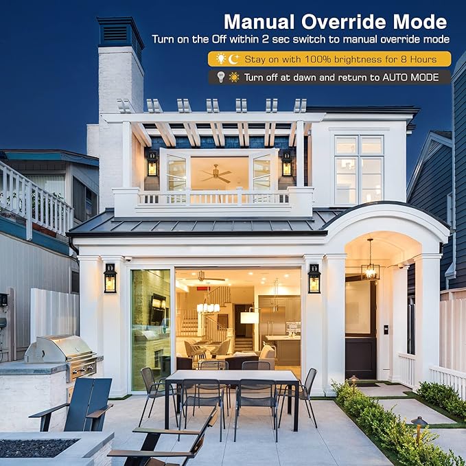 Motion Sensor Outdoor Lights Wall Mount, Dusk to Dawn Exterior Light Fixture ,100% Anti-Rust Aluminum Waterproof Porch Light Outside Wall Lights for House, Black Wall Sconce Lanterns with Water Glass…-VerdiqueGarden