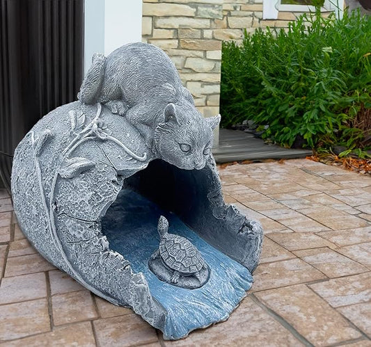 Teaeeno Cat Statues Decor Gutter Downspout Extension Decorative, Animal Statue Outdoor Decor, 3"×4" Rain Gutter Downspout Splash Block, Garden Splash Block Outdoor Sculpture, Rain Downspout Diverter-VerdiqueGarden