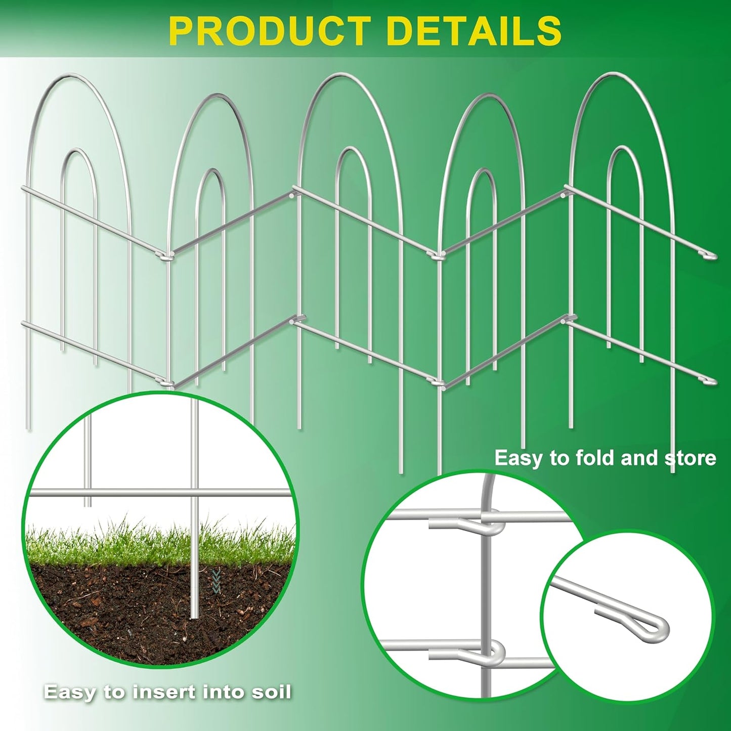 Decorative White Garden Fence Border 18in X50ft Outdoor Metal Wire Garden Fencing Flower Bed Folding Fences Panel Patio Edging Landscape for Yard-VerdiqueGarden