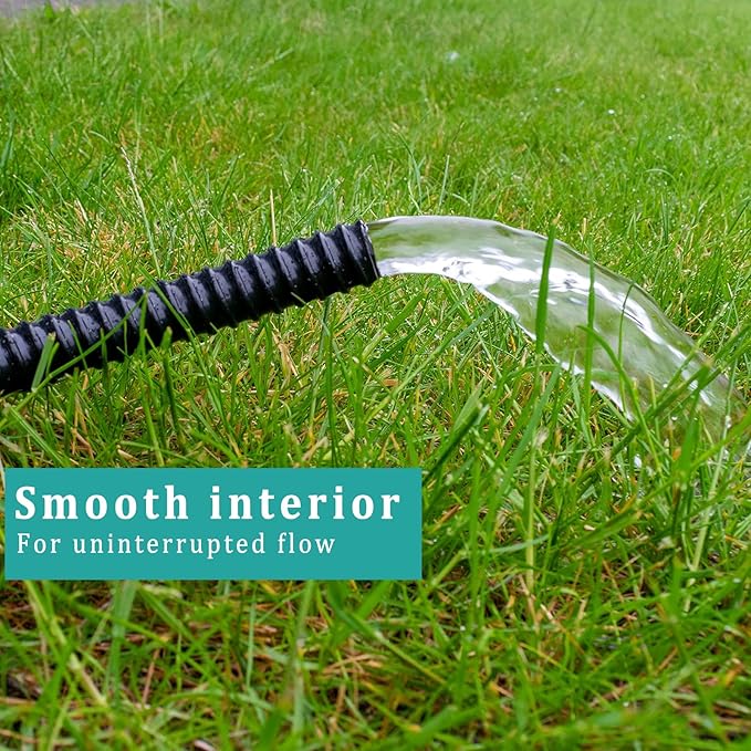 Pond Tubing ID 2” × 20ft Black Corrugated Flexible Reinforced Waterfall Pond Tube Sump Pump Hose, Non-toxic & Kinkproof (20 ft, 2" ID)-VerdiqueGarden