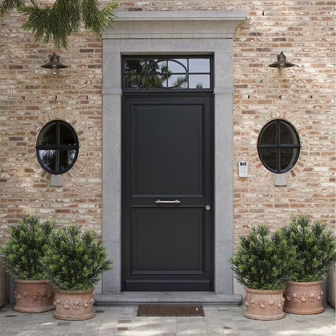 momoplant 31 Inch Tall Artificial Cedar Topiary Tree Set of 2 Faux Cypress Evergreen Potted Plants for Outdoor & Indoor Decor-VerdiqueGarden