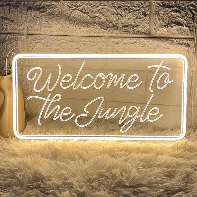 Welcome to the Jungle Neon Sign, Neon Light Sign for Wall Decor Dimmable Warm White LED signs for Bedroom Home Birthday Party Wedding Engagement Garden Man Cave Decor USB Powered-VerdiqueGarden