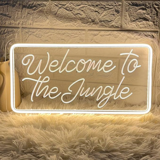Welcome to the Jungle Neon Sign, Neon Light Sign for Wall Decor Dimmable Warm White LED signs for Bedroom Home Birthday Party Wedding Engagement Garden Man Cave Decor USB Powered-VerdiqueGarden