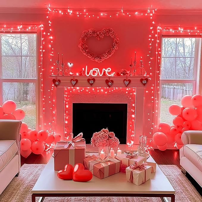 JMEXSUSS Red Christmas Lights Clear Wire, 66ft 200 LED Red Christmas String Lights Outdoor Indoor Plug in, 8 Modes Red String Twinkle Fairy Lights for Room Party Tree Decorations-VerdiqueGarden