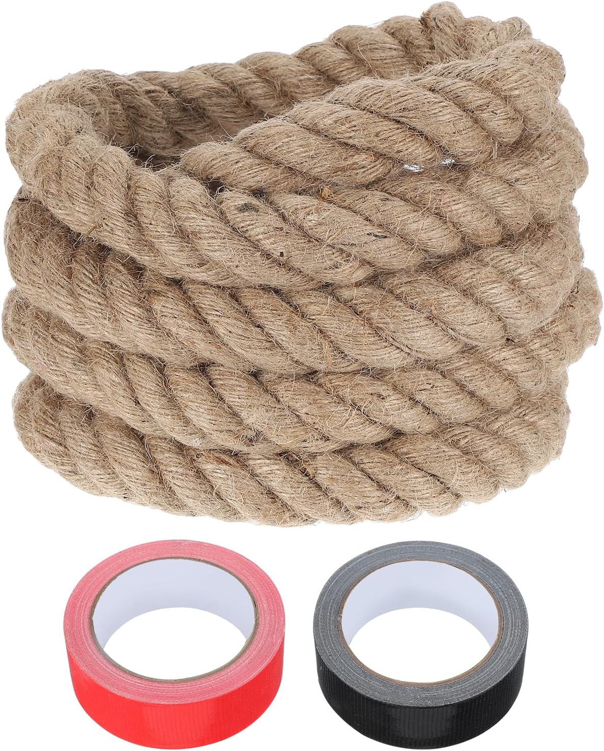 MECCANIXITY Jute Rope 1.3 Inch x 10ft, Thick Twine Rope Ropes Braided Jute Twine Natural Brown Burlap Cord String Heavy Twisted with Tapes for Decorative Crafts Railing Swing Tug of War-VerdiqueGarden
