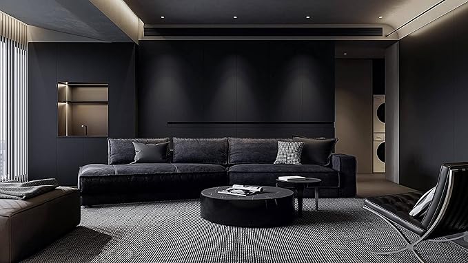 Dimoon 118''x15.7'' Black Skin Peel and Stick Wallpaper Contact Paper Modern Self Adhesive Wall Paper Removable Renter Friendly Textured Solid Color Cabinet Vinyl Roll (118''x15.7'',Black Skin)-VerdiqueGarden