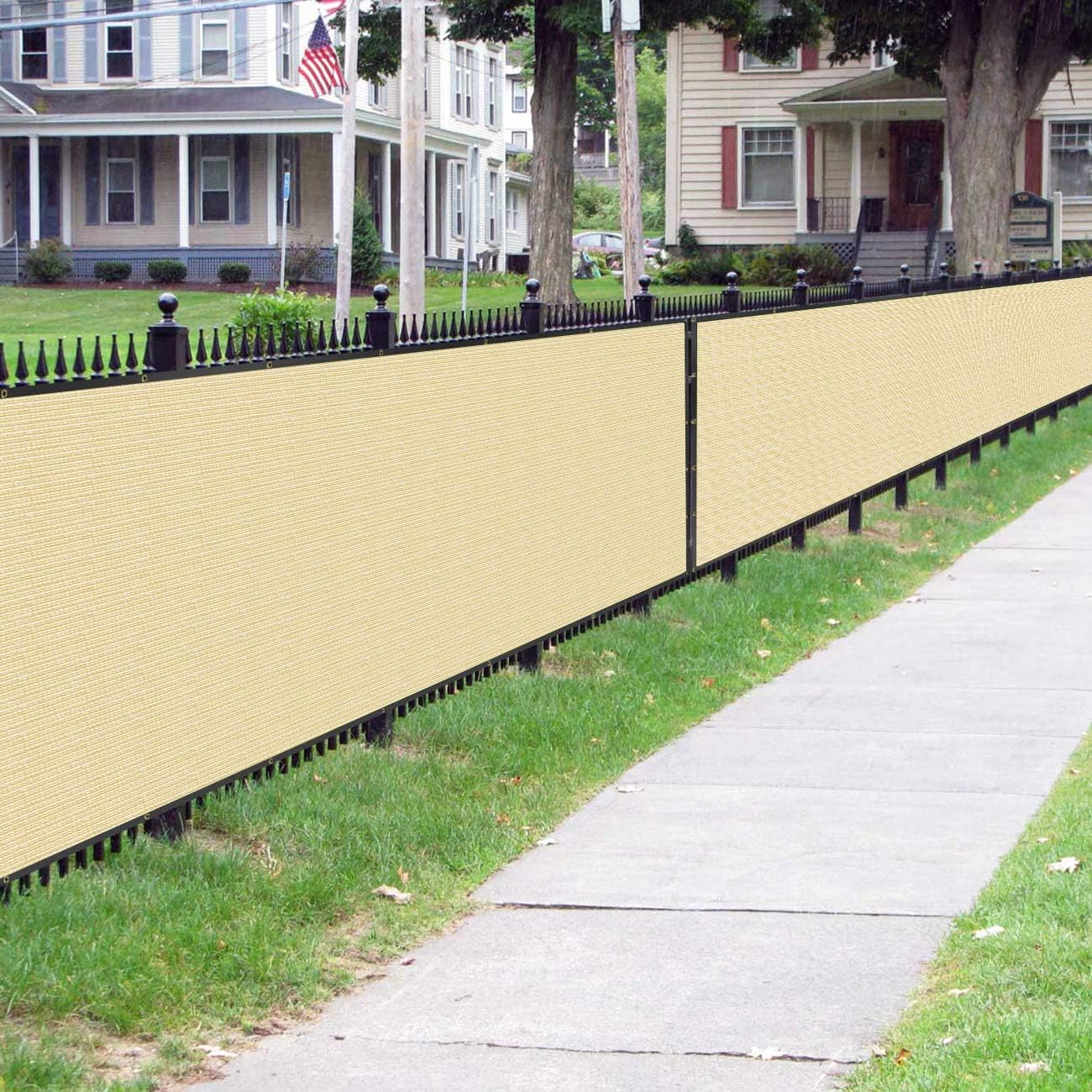 Sunnyglade 6 feet x 100 feet Privacy Screen Fence Heavy Duty Fencing Mesh Shade Net Cover for Wall Garden Yard Backyard (6 ft X 100 ft, Sand)-VerdiqueGarden