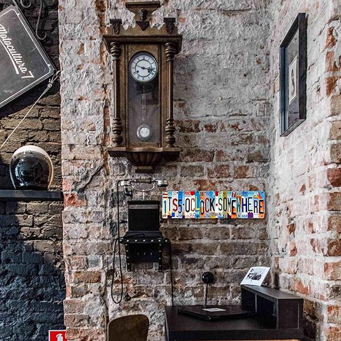 Bar Signs For Home Bar Decor Its 5 O'Clock Somewhere Sign Funny Metal Tin Sign Outdoor Bar Accessories Vintage Surfboard Decor Street Signs For Bedroom Bar Wall Decor Garage Decor It'S Five O'Clock-VerdiqueGarden