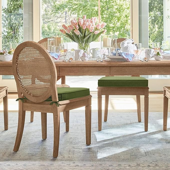 Outdoor Round Corner Seat Cushion, 17"x16"x2", Set of 4, Non Slip Seat Cushion Pads with Removable Cover for Patio Furniture, Garden Yard Lawn, Deep Forest Green-VerdiqueGarden