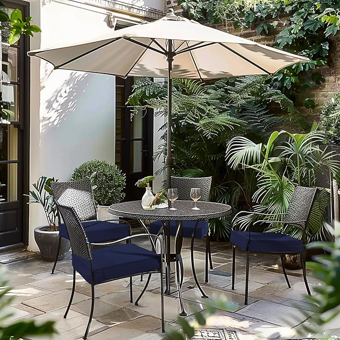 Favoyard Patio Chair Cushions 18 x 18 x 3 Inch Waterproof Outdoor Seat Cushions for Patio Furniture 3-Year Color Fastness Garden Sofa Couch Pads with Handle & Adjustable Straps Set of 2, Blue-VerdiqueGarden