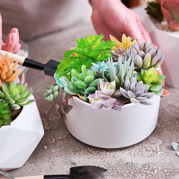 Tigeen 120 Pcs Artificial Plastic Succulents Realistic Textured Assorted Decorative Fake Faux Succulents Unpotted for Lotus Landscape Garden Arrangement-VerdiqueGarden