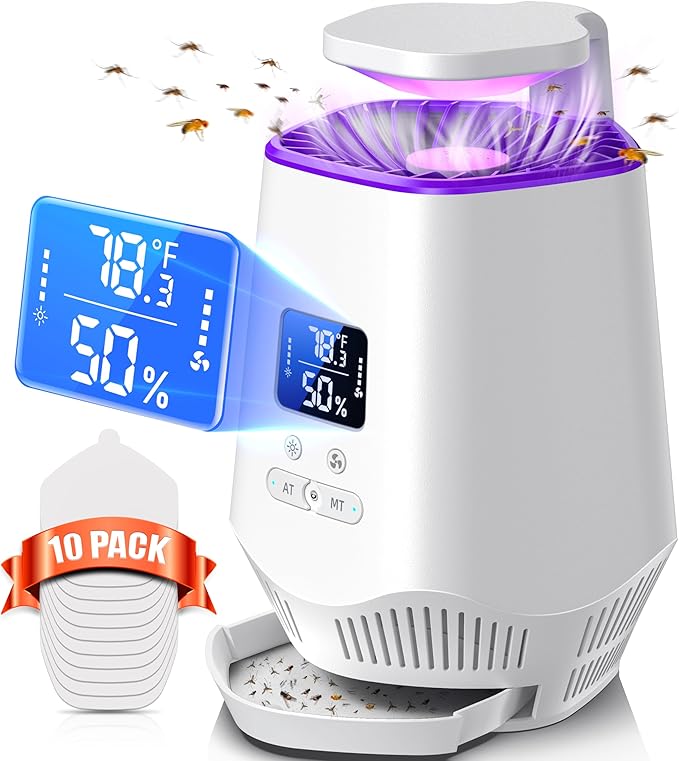 Fruit Fly Traps for Indoors, Fooxem Gnat Traps for House Indoor Fly Trap Indoor, Effective Fruit Fly Traps Bug Zapper Indoor Mosquito Trap for House Plant Pest Control with 10 Sticky Boards-VerdiqueGarden