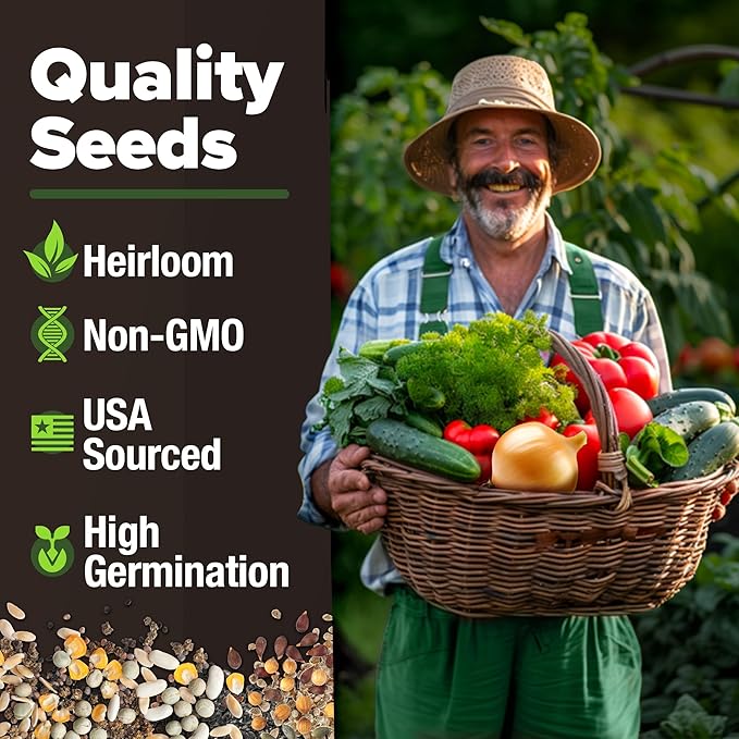 HOME GROWN 6000 Vegetable Seeds for Planting: 12 Spring Varieties of Garden Vegetables in Seed Packets, Garden Seeds for Garden Plants or Hydroponic Seeds - Heirloom Seeds - Non GMO-VerdiqueGarden