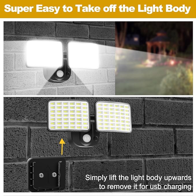 Rechargeable Battery Operated Light, 2500&4000LM Motion Sensor Security Light(1-3 Months Endurance), USB Charging LED Flood Outdoor for Garage/Yard/Entryways/Patio/Garden (2 Pack)-VerdiqueGarden
