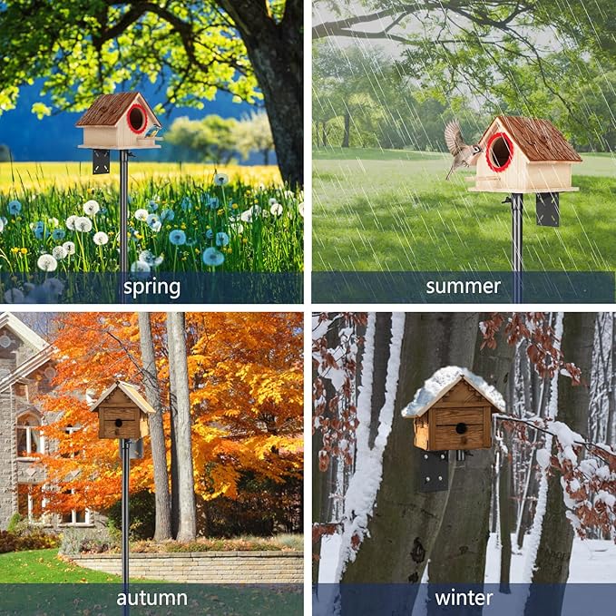 Smart Bird Feeder Pole - (32-92 Inch) Adjustable Bird House Pole Compatible with BirdBuddy, Outdoors Weather Station and Variety of Smart Birdhouse Styles, Heavy Duty Bird Feeder Stand Mount Kit-VerdiqueGarden