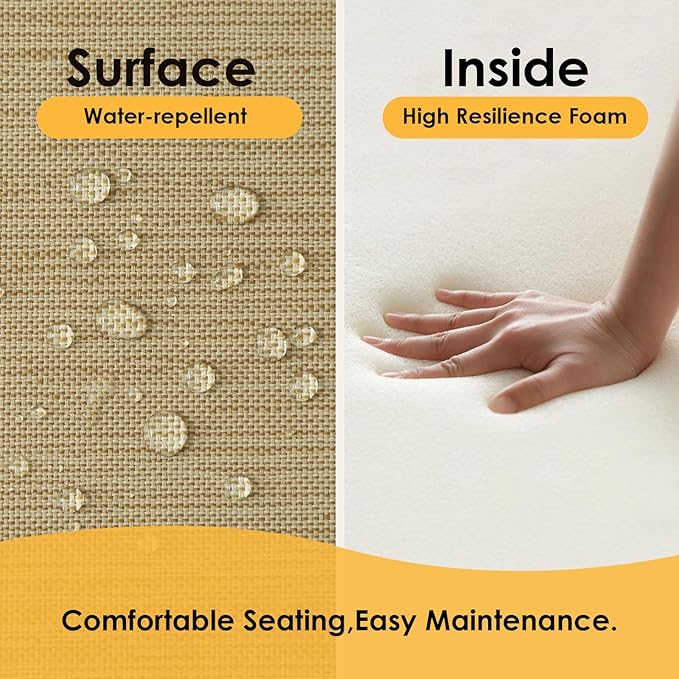 Outdoor Square Corner Seat Cushion, 19"x19"x3", Set of 4, Non Slip Seat Cushion Pads with Removable Cover for Patio Furniture, Garden Yard Lawn, Warm Taupe-VerdiqueGarden